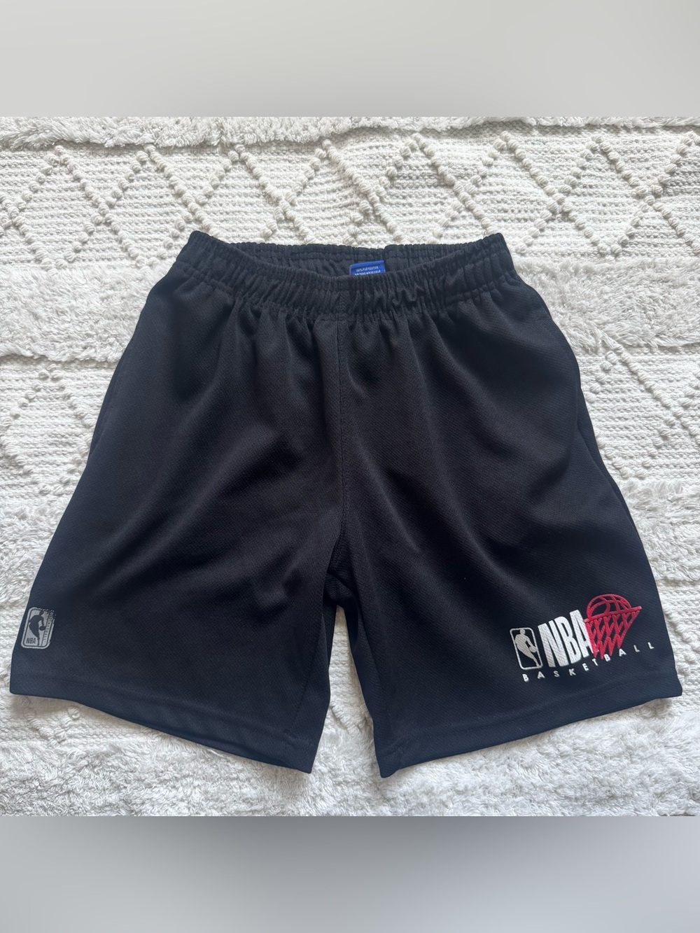 NBA Black Kids Basketball Shorts with Red Logo Size 14/16